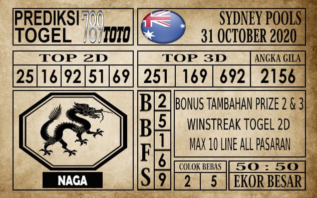 Prediksi Sydney Pools Hari Ini 31 Oktober 2020