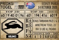 Prediksi Sydney Pools Hari Ini 14 Oktober 2020