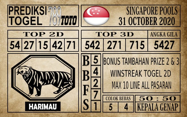 Prediksi Singapore Pools Hari ini 31 Oktober 2020