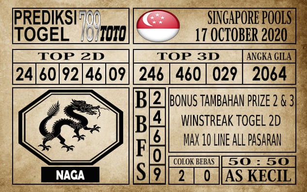 Prediksi Singapore Pools Hari ini 17 Oktober 2020