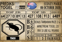 Prediksi Sydney Pools Hari Ini 06 Oktober 2020