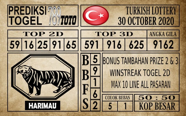 Prediksi Turkish Lottery Hari Ini 30 Oktober 2020