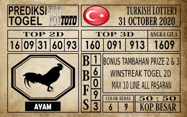 Prediksi Turkish Lottery Hari Ini 31 Oktober 2020