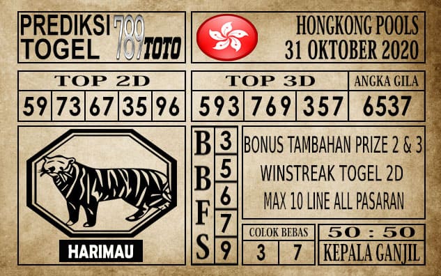 Prediksi Hongkong Pools Hari Ini 31 Oktober 2020