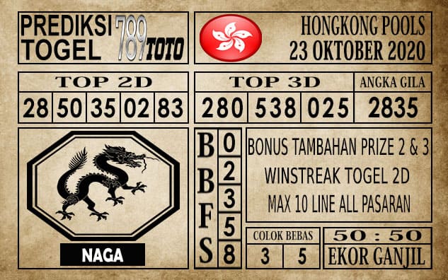 Prediksi Hongkong Pools Hari Ini 23 Oktober 2020