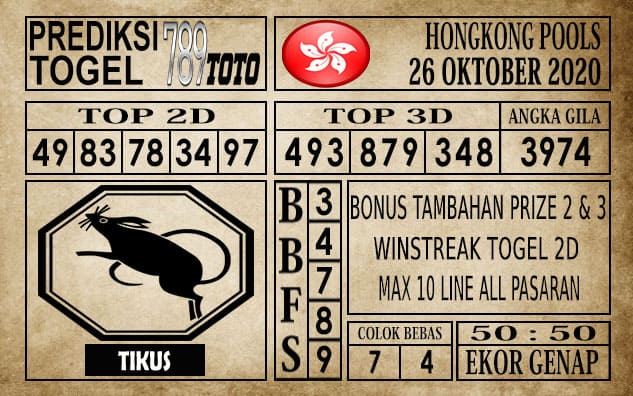 Prediksi Hongkong Pools Hari Ini 26 Oktober 2020