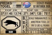 Prediksi Sydney Pools Hari ini 02 Oktober 2020