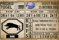 Prediksi Sydney Pools Hari ini 23 Oktober 2020