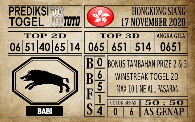 Prediksi Hongkong Siang Hari Ini 17 November 2020