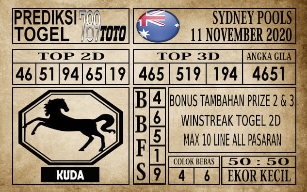 Prediksi Sydney Pools Hari Ini 11 November 2020