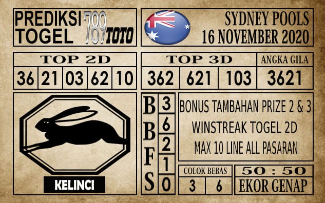 Prediksi Sydney Pools Hari Ini 16 November 2020