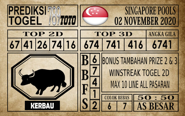 Prediksi Singapore Pools Hari ini 02 November 2020