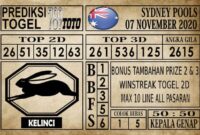 Prediksi Sydney Pools Hari ini 07 November 2020