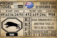 Prediksi Sydney Pools Hari ini 03 November 2020