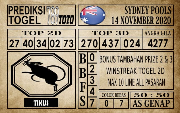 Prediksi Sydney Pools Hari ini 14 November 2020