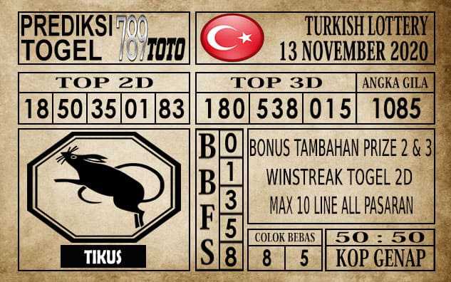 Prediksi Turkish Lottery Hari ini 13 November 2020