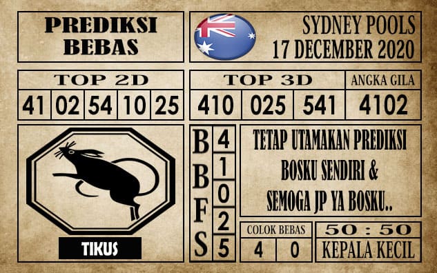 Prediksi Sydney Pools Hari Ini 17 Desember 2020