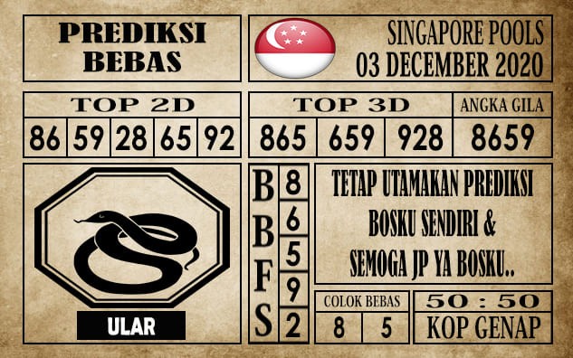 Prediksi Singapore Pools Hari ini 03 Desember 2020