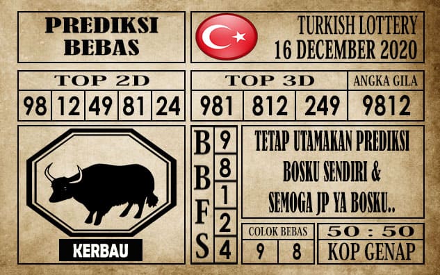 Prediksi Turkish Lottery Hari Ini 16 Desember 2020