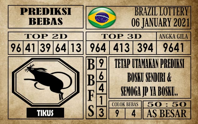Prediksi Brazil Lottery Hari Ini 06 Januari 2021 terupdate selalu dihadirkan sebagai pertimbangan untuk pecinta togel online dalam meracik angka unggulan