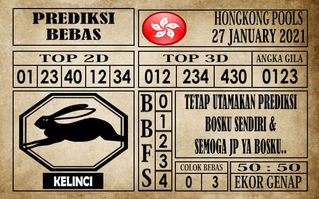 Prediksi Hongkong Pools Hari Ini 27 Januari 2021