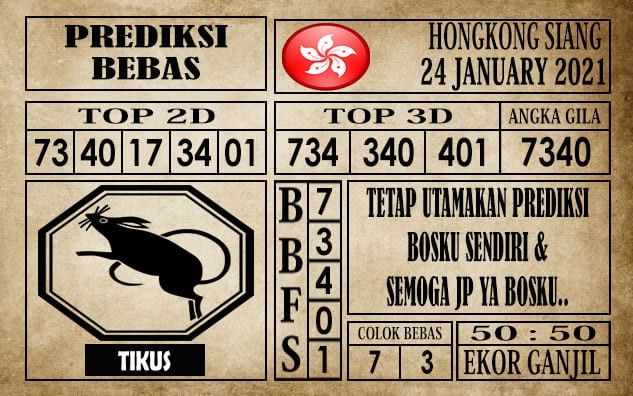 Prediksi Hongkong Siang Hari Ini 24 Januari 2021