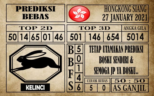 Prediksi Hongkong Siang Hari Ini 27 Januari 2021
