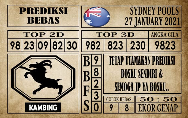 Prediksi Sydney Pools Hari Ini 27 Januari 2021