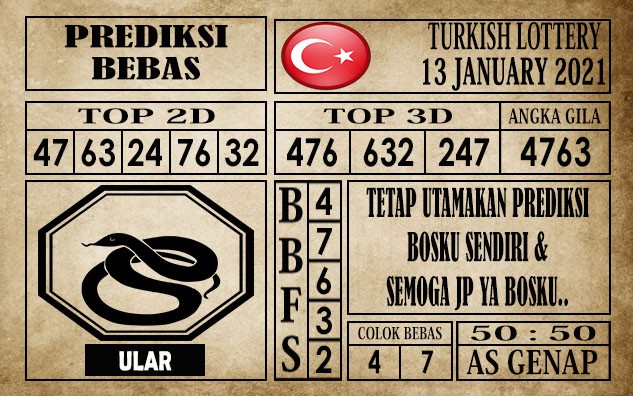 Prediksi Turkish Lottery Hari Ini 13 Januari 2021
