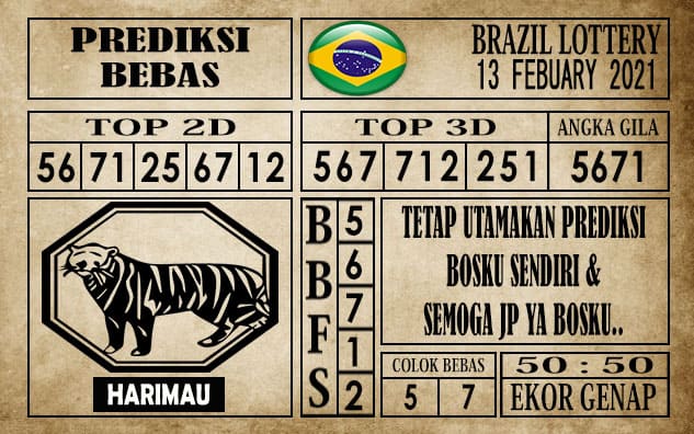 Prediksi Brazil Lottery Hari Ini 13 Februari 2021