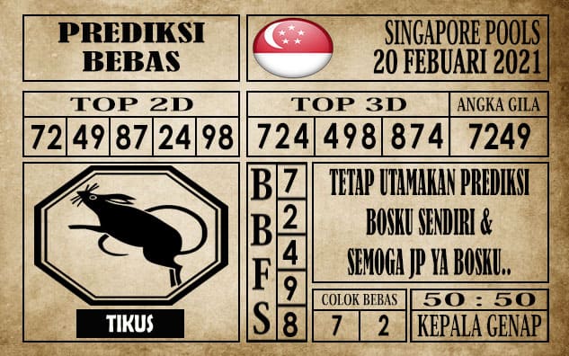 Prediksi Singapore Pools Hari ini 20 Februari 2021