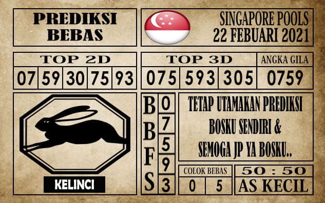 Prediksi Singapore Pools Hari ini 22 Februari 2021