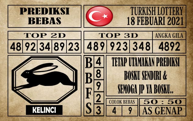 Prediksi Turkish Lottery Hari Ini 18 Februari 2021