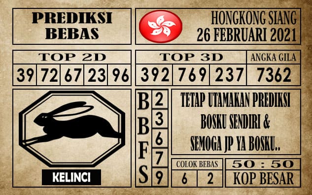 Prediksi Hongkong Siang Hari ini 26 Februari 2021