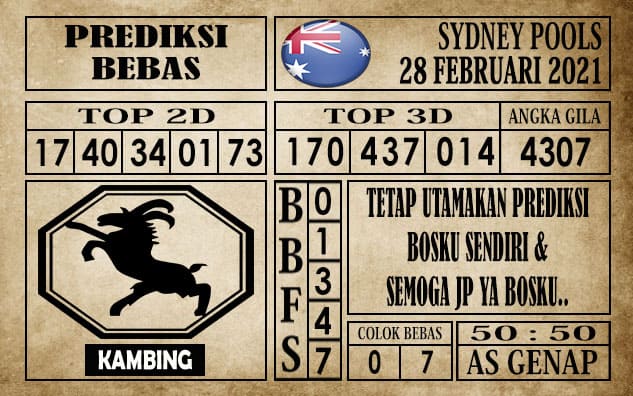 Prediksi Sydney Pools Hari ini 28 Februari 2021
