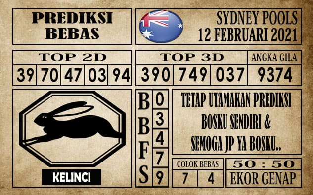 Prediksi Sydney Pools Hari ini 12 Februari 2021