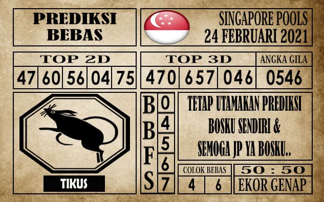 Prediksi Singapore Pools Hari ini 24 Februari 2021