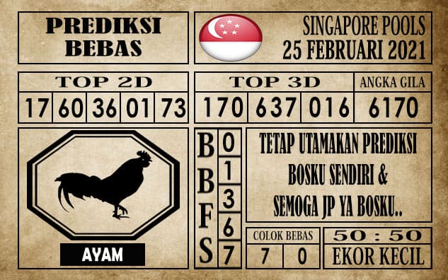 Prediksi Singapore Pools Hari ini 25 Februari 2021