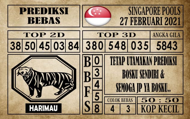 Prediksi Singapore Pools Hari ini 27 Februari 2021