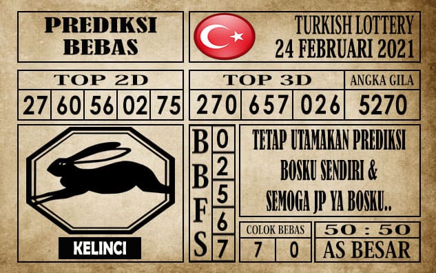 Prediksi Turkish Lottery Hari ini 24 Februari 2021