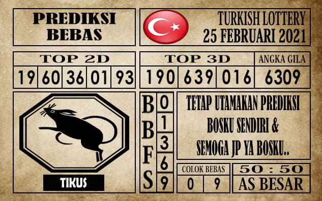 Prediksi Turkish Lottery Hari ini 25 Februari 2021