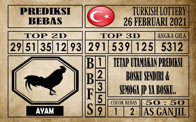 Prediksi Turkish Lottery Hari ini 26 Februari 2021