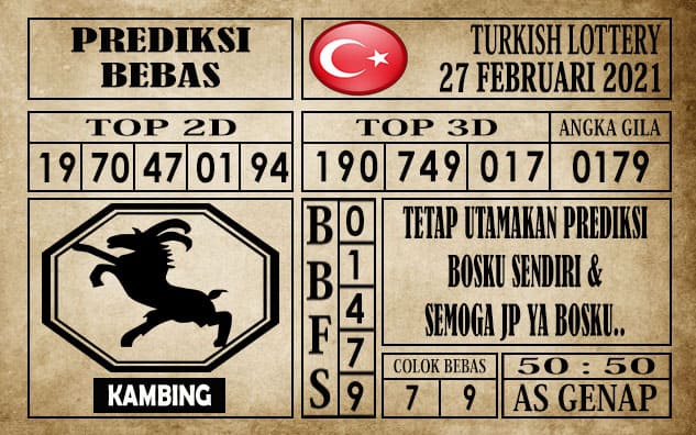 Prediksi Turkish Lottery Hari ini 27 Februari 2021