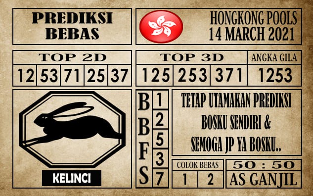 Prediksi Hongkong Pools Hari Ini 14 Maret 2021