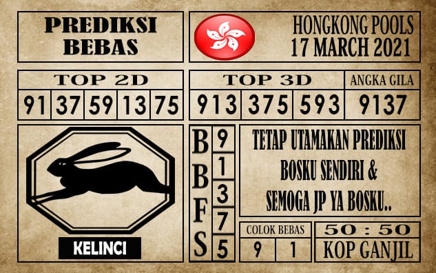Prediksi Hongkong Pools Hari Ini 17 Maret 2021