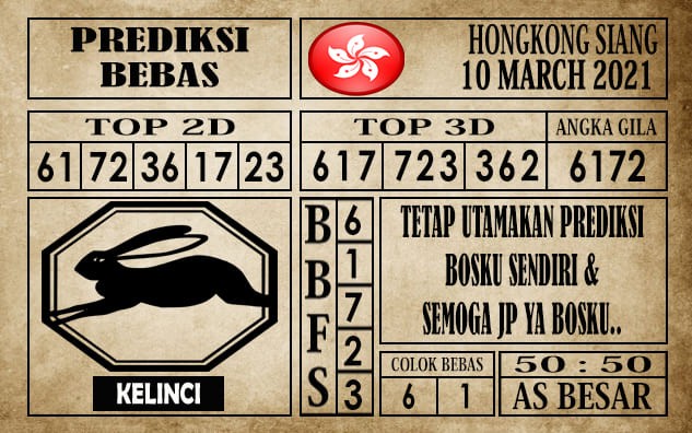 Prediksi Hongkong Siang Hari Ini 10 Maret 2021
