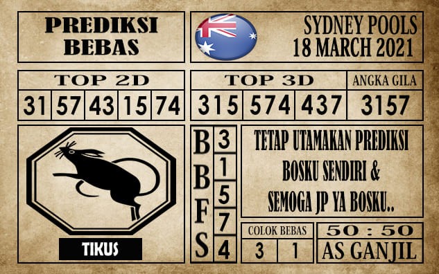 Prediksi Sydney Pools Hari Ini 18 Maret 2021