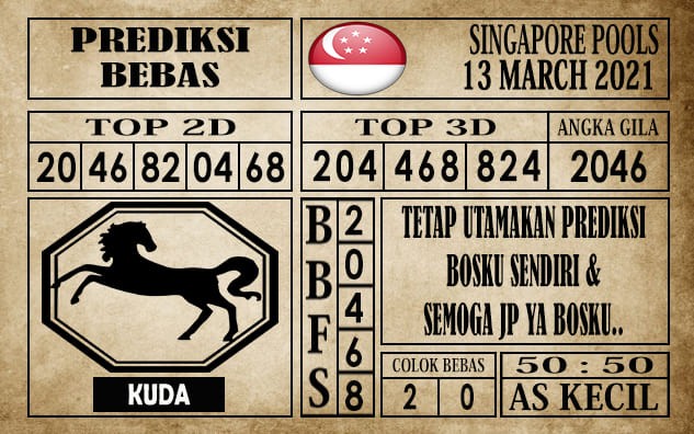 Prediksi Singapore Pools Hari ini 13 Maret 2021