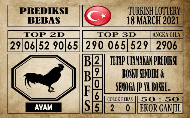 Prediksi Turkish Lottery Hari Ini 18 Maret 2021