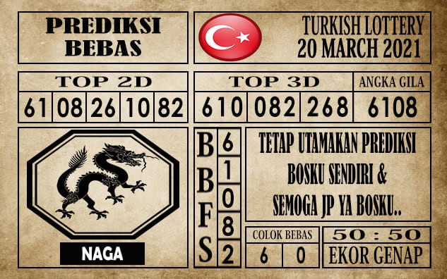 Prediksi Turkish Lottery Hari Ini 20 Maret 2021